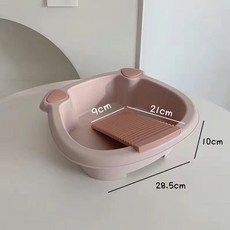 KP精選 帶搓衣板洗衣盆 學生宿舍洗衣神器 加厚塑料搓衣盆 家用洗衣盆 洗衣籃, 1個, 粉貓耳【自帶搓衣板】, 粉貓耳【自帶搓衣板】