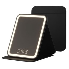 접이식 휴대용 LED 화장 탁상 거울 데스크탑 스타일, 블랙