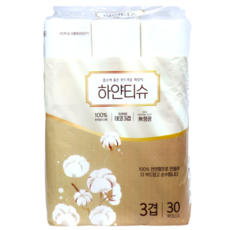 흡수력 좋은 천연펄프 도톰한 롤 화장지 3겹 30m 30롤, 30개입, 1개