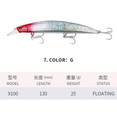 27g 130mm 미노우 낚시 루어 워블러 송어 바닷물 Swimbait Jerkbait, G