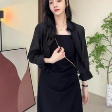 투니스 여성 무드 스트랩 단색 루즈핏 숏 긴소매 셔츠