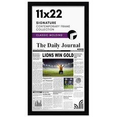 Americanflat 광택 플렉시 글라스가 있는 27.9 x 55.9cm(11 x 22인치) 신문 프레임 - 다양한 미디어 기사를 위한 디스플레이 - 시그니처 컬렉션 - 벽, 블랙