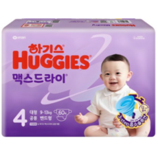하기스 NEW 맥스드라이 밴드형 기저귀 남녀공용 대형 4단계(10~14kg), 대형(L), 120매