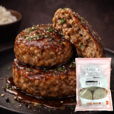 [1kg] 홀리닭 더원 아이쿡 육즙가득 두툼 국내산 돈육 소고기 한돈 한우 함박스테이크 너비아니 떡갈비 햄버거패티 대용량 간편한 밀키트, 2개, 1kg