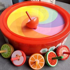 戰鬥陀螺 木製陀螺 兒童對戰玩具, 1個, 水果陀螺六個裝[配戰鬥盤收納桶]