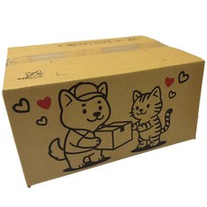 瓦楞紙箱 居家辦公收納整理箱, 彩繪毛孩版面, 1個