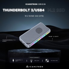 ICANSTRON M.2 NVMe 外接硬碟座 Thunderbolt 3/USB4 40Gbps RGB 燈效, 1個, Thunderbolt3