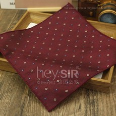 男士西裝口袋巾，復古墨綠花朵金咖條紋手帕方巾