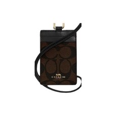 Coach Signature C 브라운 블랙 랜야드 배지 ID 신용 카드 홀더 63274_172541, Coach Signature C 브라운 블랙 랜야드,