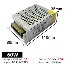 LED 드라이버 전원 공급 장치 어댑터 AC110V/220V DC12V 24V 변환기 스위치 전원 충전기 LED 스트립 라이트, 01 DC24V, 01 60W
