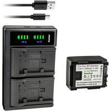 카스타르 LTD2 USB 배터리 충전기 교체용 캐논 VIXIA HF20 HF21 HF100 HF200 XA10 HD 캠코더용, 1 Charger + 1 Battery