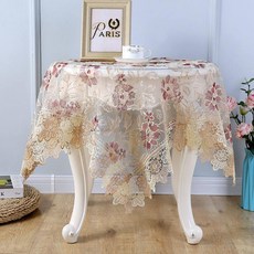 원형 방진 커버 레이스 테이블보 침대 협탁 거실 인테리어, 40x40cm 소형 가구용, 모란/레드
