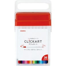 ZEBRA斑馬 CLiCKART按壓式水性多色彩筆套組 (12/36/48色) 明進文房具, 1個, ST+LT+DK 36色組(桶裝)