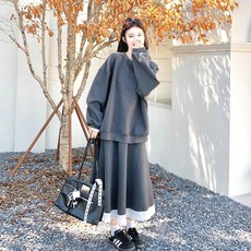 여성세트 여성투피스 맨투맨 티 + 롱스커트 티셔츠 여성스커트 캐주얼 LQW26012167 64