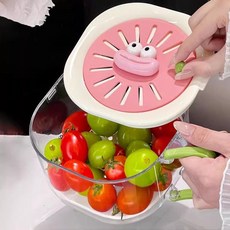 洗水果雙層新款小洗菜盆二合一廚房用品客廳果盤神器家用瀝水籃, 粉色:如圖所示