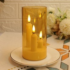 LED 시뮬레이션 캔들 재사용 가능한 무불꽃 깜박이는 크리스마스 램프 배터리 구동 테이퍼, Gold, 3. Gold