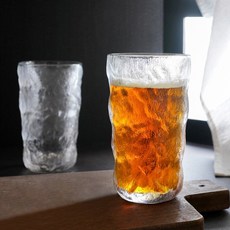 日式錘紋啤酒杯 加厚玻璃 家用精釀紮啤杯, 1個, 【加厚防破】400ml【買一送一】【共2