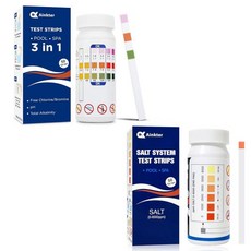 수영장 테스트 스트립 - 3-in-1 수영장 물 테스트 키트 및 Ainkter 수영장 소금 테스트 스트립 스파 온수 욕조용 소금 테스트 스트립 수영장 물