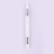 듀얼 엔드 실리콘 네일 아트 조각 펜 브러쉬 거울 반짝이 가루 도트 그림 매니큐어 도구, 02 White, 1