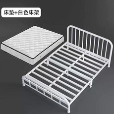 침대 프레임 철제침대 받침 매트블랙 조립식 프레임 침대프레임 매트리스 슬랫 싱글 퀸 깔판, V. 아이보리 120x200cm 심플+매트