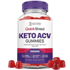 Justified Laboratories Quick Shred Keto ACV 젤리 고급 포뮬러 1000MG 사이다 식초 젤리 석류 비트 주스 파우더 및 B12 비건 GMO, Justified Laboratories Quick S, 1개