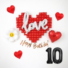 심플 러브 빅하트 데이지 하트 호일풍선 생일파티세트, 심플러브 숫자10, 1개
