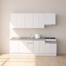 헤이어집 코어 스톤 인조대리석 싱크대 상하부장 2400 세트 A / B, 1_3 2400 풀세트A(상판화이트/1200개수대 우)