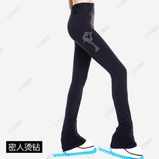 피겨 스케이팅 훈련복 큐빅 팬츠 사계절 바지 연습복, XXXL, 5. 퓨어 블랙 팬츠  밀인 핫 다이아몬드 (두꺼운)