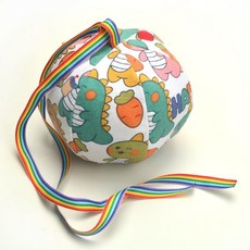 幼兒園流星球兒童親子解壓球圓形小沙包diy帶繩子手工六片布球 TXSV, 15釐米白底恐龍【10安帆布+珍珠棉】, 1個