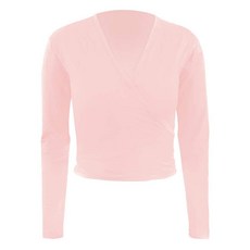 발레 랩 탑 댄스 면 긴소매 셀프 타이 가디건 여아용 핑크