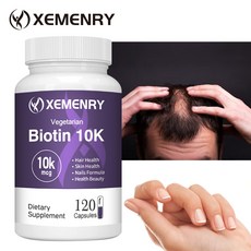 120개 비오틴 10000mcg - 최대 강도로 모발 성장 및 새로운 모낭 성장을 촉진합니다, 1개, 120정