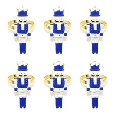 호두까기 인형 군인 모양을 가진 6개 조각 크리스마스 부엌 장식 금속 냅킨 링, No. 7