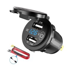 시거잭 블루 자동차 오토바이 시거잭 USB 충전기 멀티 시가 소켓 12-24V 매립형 터치전원 현카