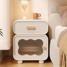 아이보리 프렌치 침대협탁 소형 침실 수납장 2단 침대옆 서랍형 협탁, 1개, 화이트 45*40*50CM