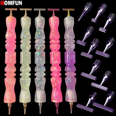 HOMFUN 다이아몬드 페인팅 펜 아름다운 자수 스레드 도트 드릴 도구 다기능 금속 나사 팁 액세서리, deep purple 5 head