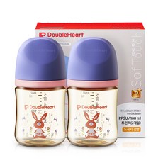 더블하트 모유실감 3세대 PPSU 디어프렌즈 젖병 트윈팩(젖꼭지미포함), 놀러올래빗, 160ml, 1세트