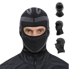 HappyShopping 冬季刷毛防寒巴拉克拉法帽圍脖機車滑雪運動登山保暖, 灰色