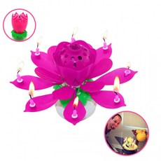 행사 생일 축하 멜로디 회전 연꽃초 6color 10866, 핑크, 1개