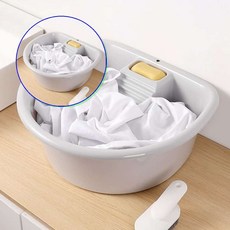 쌍문상회 전용 빨래판 욕실대야 손빨래 애벌세탁 3coor 빨래전용대야 일체형 애벌빨래 빨래판대야 일체형빨래판대야 화장실대야 빨래대야 40872EA, 타브레터 빨래판대야, (살구핑크)