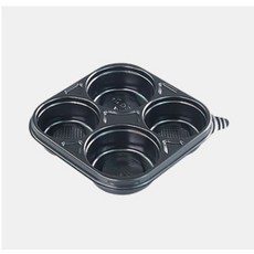 모두모두상회 일회용 반찬 소스 AJ 4칸 둥근 검정 용기, 50개