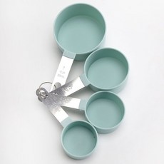 刻度量勺烘焙量勺廚房量勺奶粉不銹鋼手柄8件套量杯量匙 廚房套裝量勺, 藍色4件套量杯帶刻度, 1個