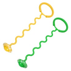 위시월드 LED 발목줄넘기 KC인증 꼬불이형, 그린 옐로우, 2개