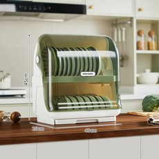 大容量碗櫃家用廚房碗碟收納架瀝水碗架, 碗櫃-清新綠, 清新綠