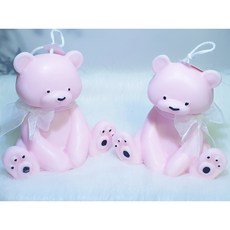 천연캔들 곰돌이 집들이 생일 선물 소이 아로마 향초, 엄마곰, 핑크, 헤이즐넛