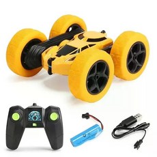 양면 플립 리모컨 자동차 고속 360 회전 드리프트 Rc 스턴트카 무선조종 제어 4WD RC카, 4. Yellow, 1개
