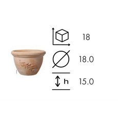 Deroma 帝羅馬 OLIVE 歐風美盆 萬用陶盆 缽型盆, 1個, 直徑 18 公分