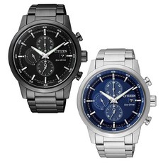 【CITIZEN 星辰】光動能三眼碼錶計時情侶對錶-43mm(CA0615-59E/CA0610-52L情侶錶 情人節)
