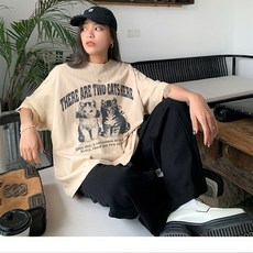 투니스 여성 라운드넥 프린팅 루즈핏 반소매 티셔츠