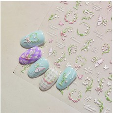 은방울꽃 화환 꽃망울 네일스티커 - to4916, 1개