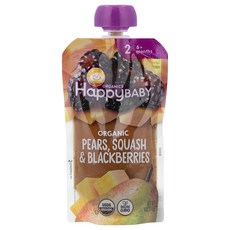 해피 패밀리 오가닉 베이비 이유식 6개월 이상 배 스쿼시 블랙베리 4온스 113g Happy Family Organics Baby Organic Food 6 Months Pea
